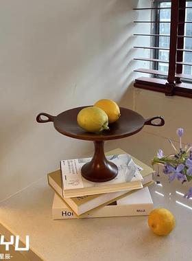 覆古中古风耳朵果盘高脚托盘桌面装饰品收纳层架摄影双耳托盘