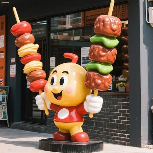 玻璃纤维烧烤小吃店烤肉羊肉串雕塑彷真门头装饰摆饰定制餐饮店引