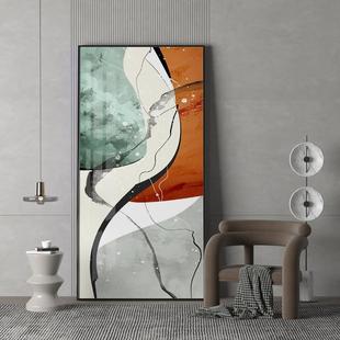 饰画简约竖版 入户玄关装 轻奢风壁画走廊过道挂画创意背景墙落地画