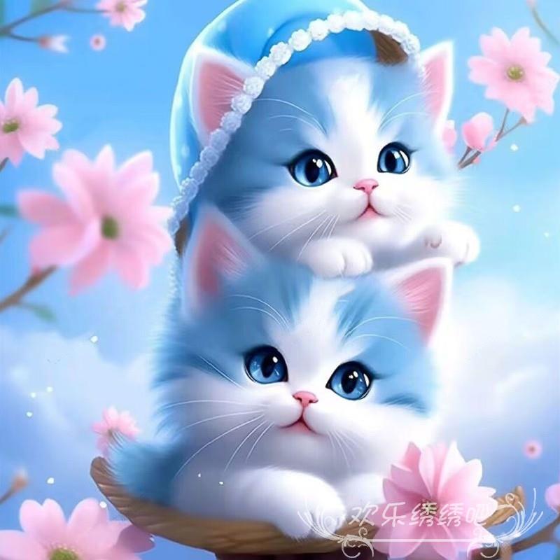 花卉猫咪十字绣2023新款线绣客厅卡通可爱动物系列自己绣手工diy