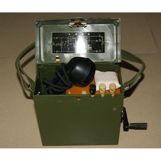 HCX-3型手摇磁石电话机,配件老式绿色野外电话 电影道具 内有发