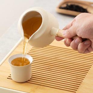 一品仟堂粗陶侧把公道杯匀杯陶瓷功夫茶道零配件家用茶海分茶器