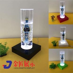 手表防水展示架带LED白灯泡水演示道具手机防水亚克力展示架定制