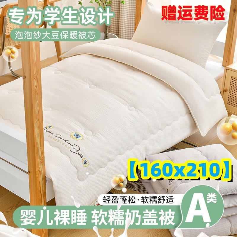 1米6x2米1A类大豆纤维被子被芯160x210学生宿舍四季子母被带拉链.