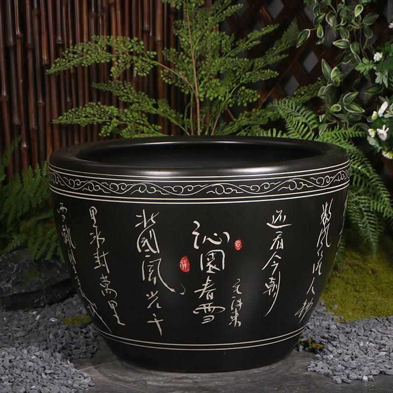 景德镇陶瓷睡莲盆缸荷花缸复古鱼缸客厅古法养鱼缸庭院老式大水缸