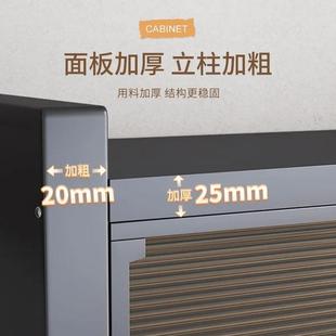 家用厨房置物架落地多层微波炉收纳柜多功能碗碟餐边柜防尘橱柜06