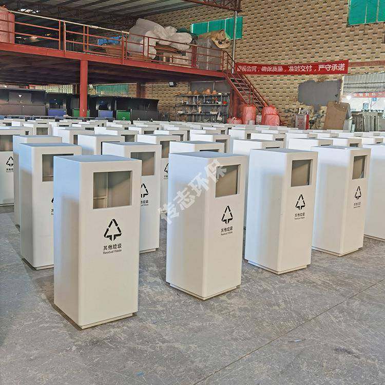 室内户外物业小区电梯口方形烤漆白色加厚不锈钢其他垃圾桶果皮箱