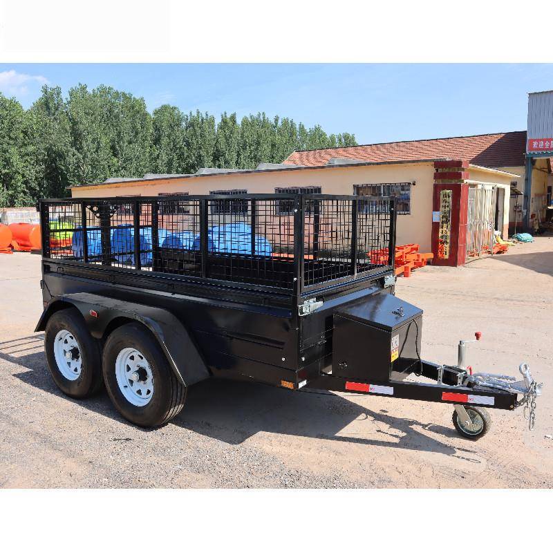 4吨汽车拖车带围栏拖车平板拖车后卸汽车拖挂车后翻挂斗