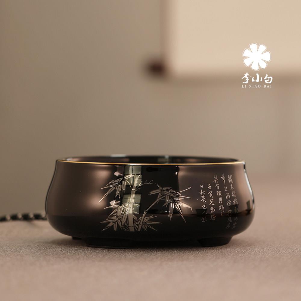 李小白款莺歌烧黑晶炉 银壶烧水炉黑晶炉 李小白修竹款电陶烧水炉