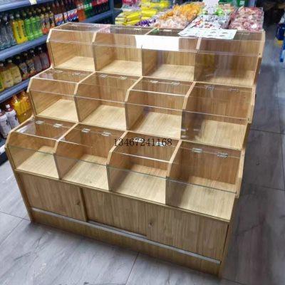 超市四方米粮米斗桶五谷杂粮展示柜散称食品货架米柜米面架粮食柜