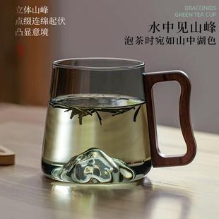 茶杯玻璃杯家用大容量水杯耐高温观山杯创意办公带把喝水杯子日式