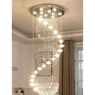 覆式楼梯间长吊灯旋转现代极简主义楼梯吊灯别墅建筑客厅水晶大吊