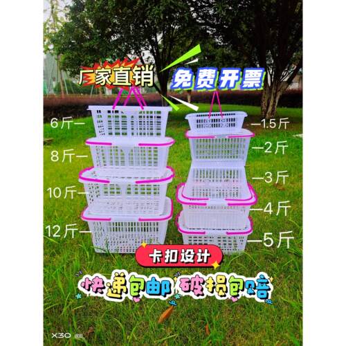 1-14斤新料配盖卡扣设计水果篮草莓杨梅鸡蛋蔬菜篮葡萄采摘手提篮