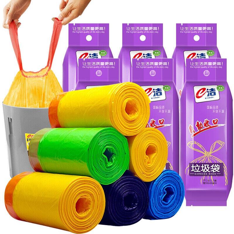 e洁自动收口垃圾袋加厚家用手提式穿绳抽绳款45cm*50cm*18祇*12卷