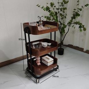 网红实木简约高端三层美容院小推车高档多层移动收纳工具车置物架