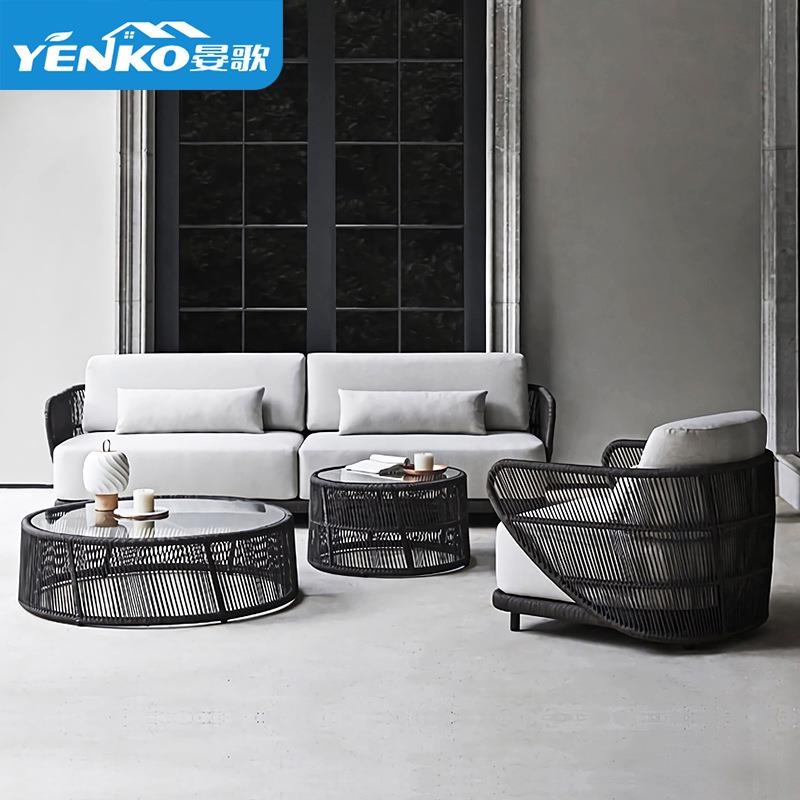 户外藤编沙发室外露天花园庭院防水防晒休闲民宿露台藤编家具组合