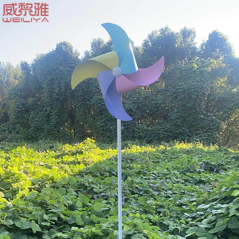 铁艺彩色风车户外花园装饰不锈钢摆件小区幼儿园创意庭院造景布置
