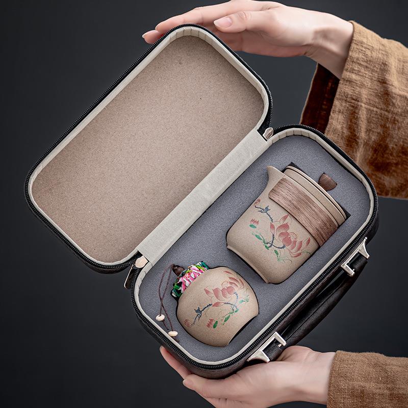 户外旅行茶具套装家用一壶四杯便携式收纳包陶瓷快客杯泡茶壶茶杯