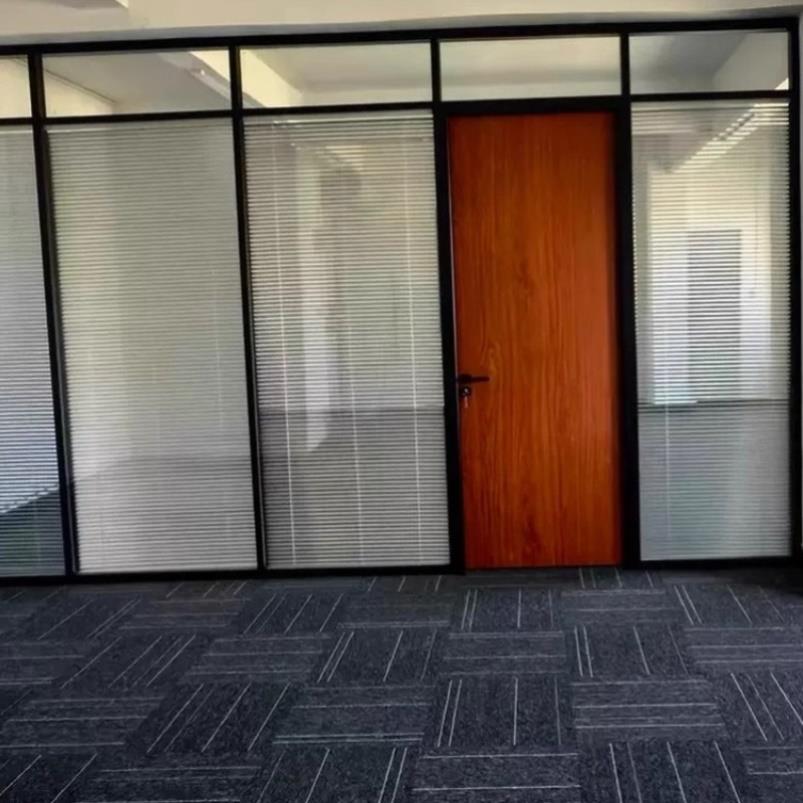 办公室玻璃隔断墙双层内置中空百叶屏风铝合金钢化玻璃隔音高隔断