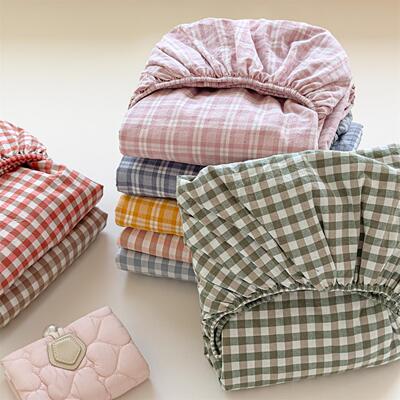 格子纯棉床笠定制任意尺寸a类榻榻米加高大30/40/35cm定做2米x2米