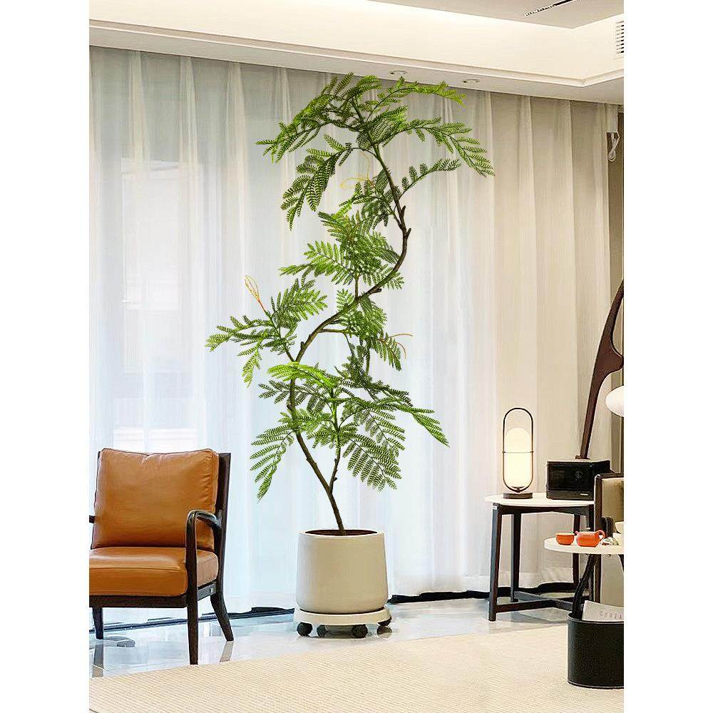 客厅大型落地摆件电视柜旁边装饰品室内假植物盆栽蓝花楹彷真绿植