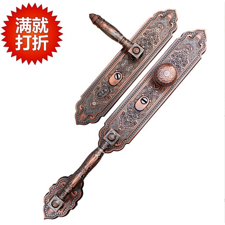 豪华别墅锌合金大门把手双开门对开门拉手加厚防盗门执手锁通用型