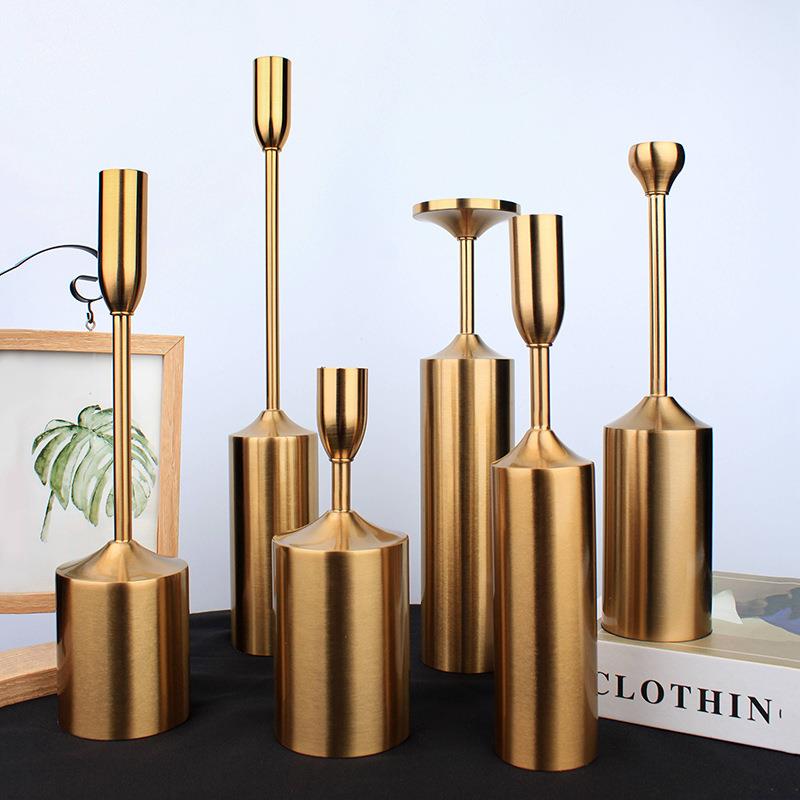 欧式金属电镀烛台6件套烛光晚餐婚庆道具烛台家居软装工艺品摆件