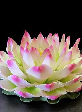 佛堂摆件莲花荷花供佛观音佛像供花佛桌彷真花仙堂装饰品大厅鱼缸