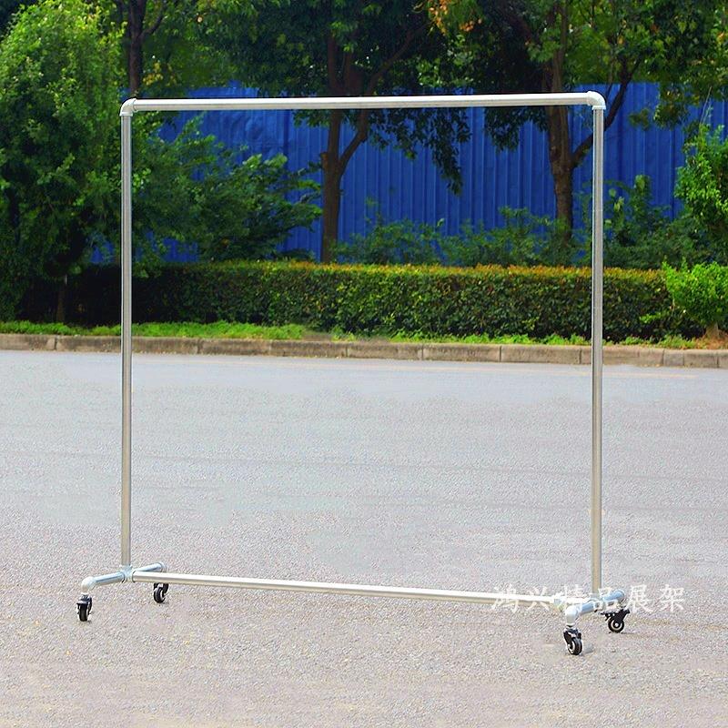 服装展示架衣服挂衣架铁艺复古龙门架落地式带轮服装架货架晾衣架