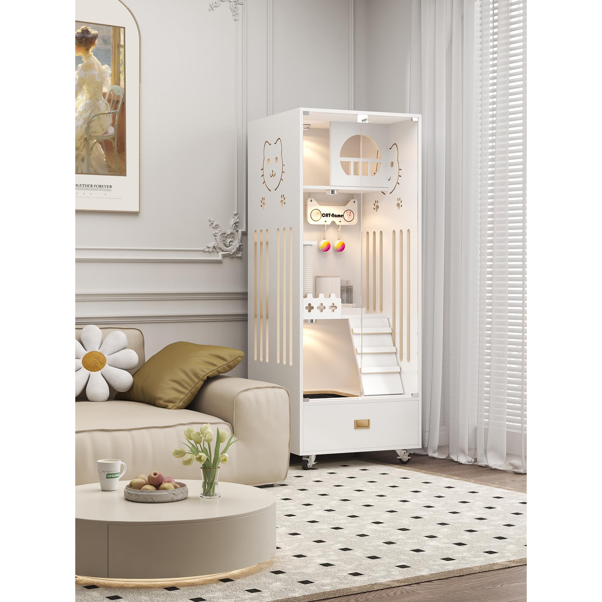 猫别墅带厕所一体猫砂盆不占地小户型猫屋家用室内猫窝猫柜猫笼子