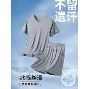 睡衣冰丝夏季 薄款 天短袖 学生青少年家居服套装 2025新款 莫代尔男士
