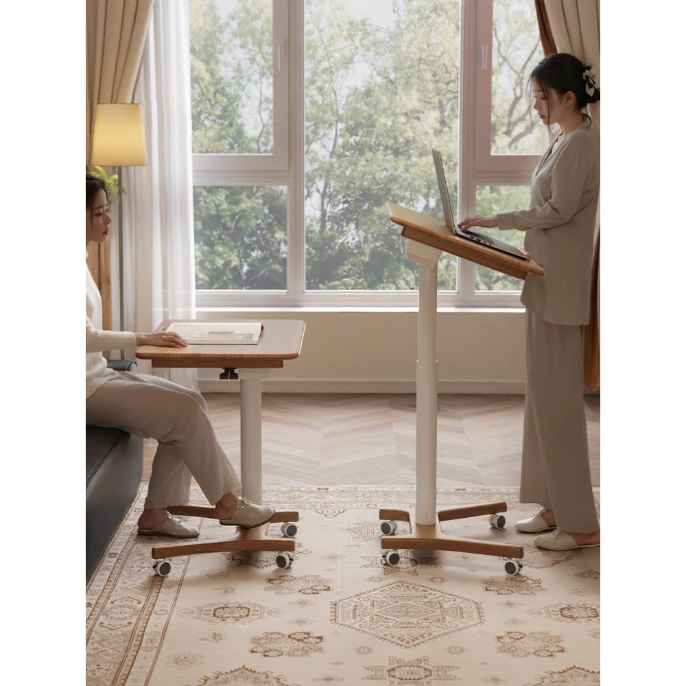 实木演讲台发言升降桌可移动迎宾接待播音主持新闻会议室主席台