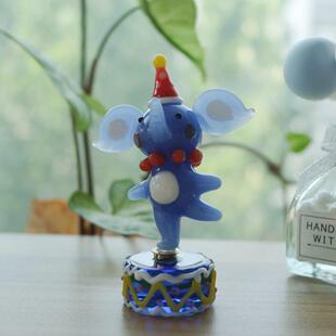 淄博琉璃手工艺品治愈系小礼物可旋转马戏团小象桌面摆件车载装饰