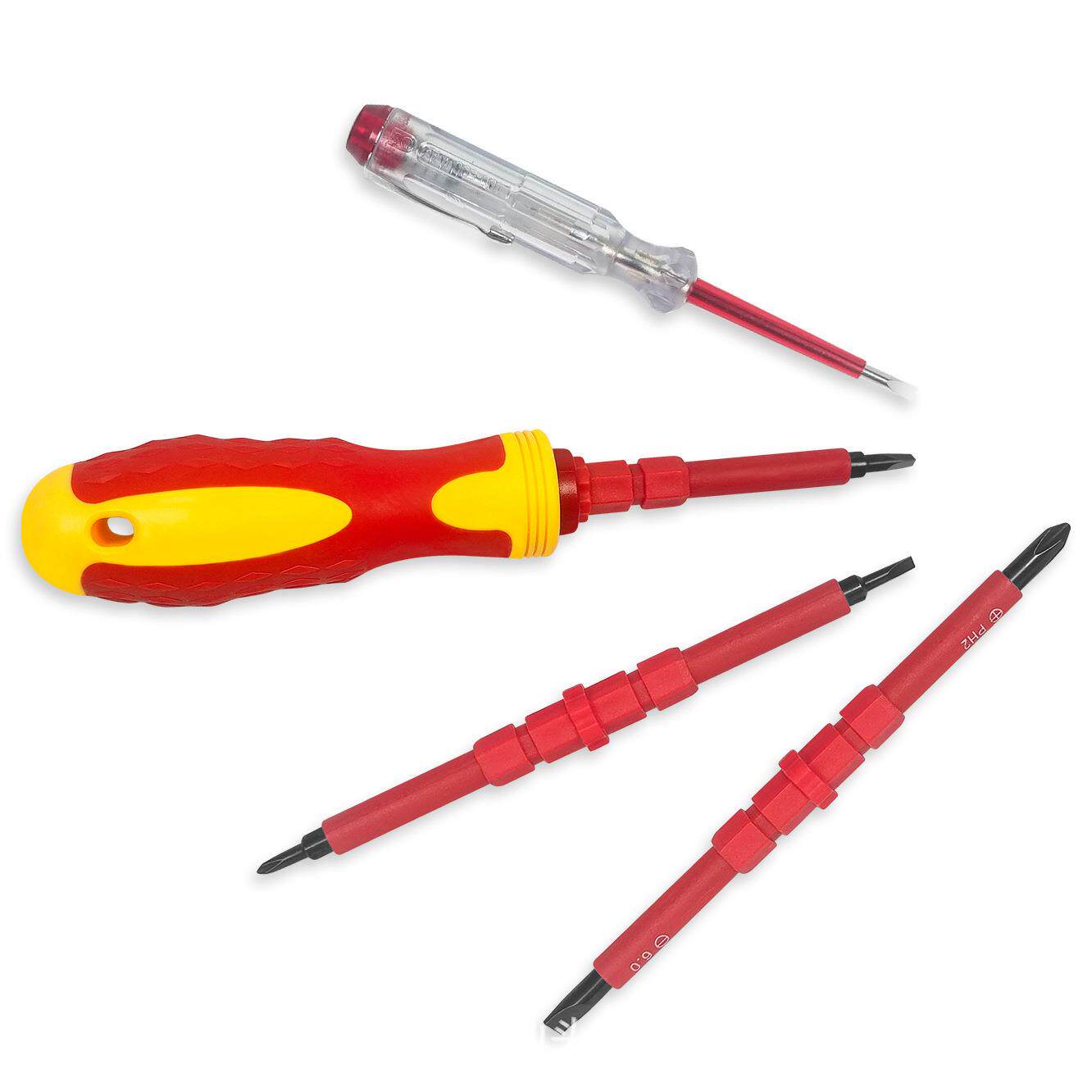 德国进口电工礼品装五合一工具双用十字一字螺丝刀验电笔组合套装