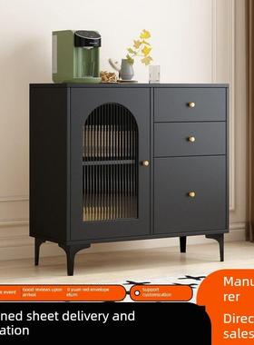 石板餐具柜客厅墙壁储物柜多功能茶柜厨房橱柜覆古黑色橱柜