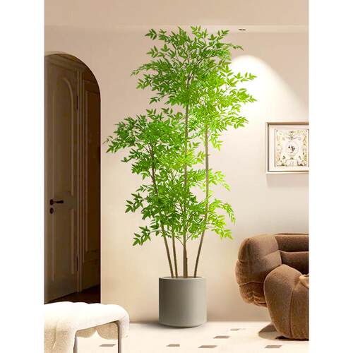 彷真植物南天竹客厅落地盆栽室内大型彷生花假树轻奢绿植装饰摆件