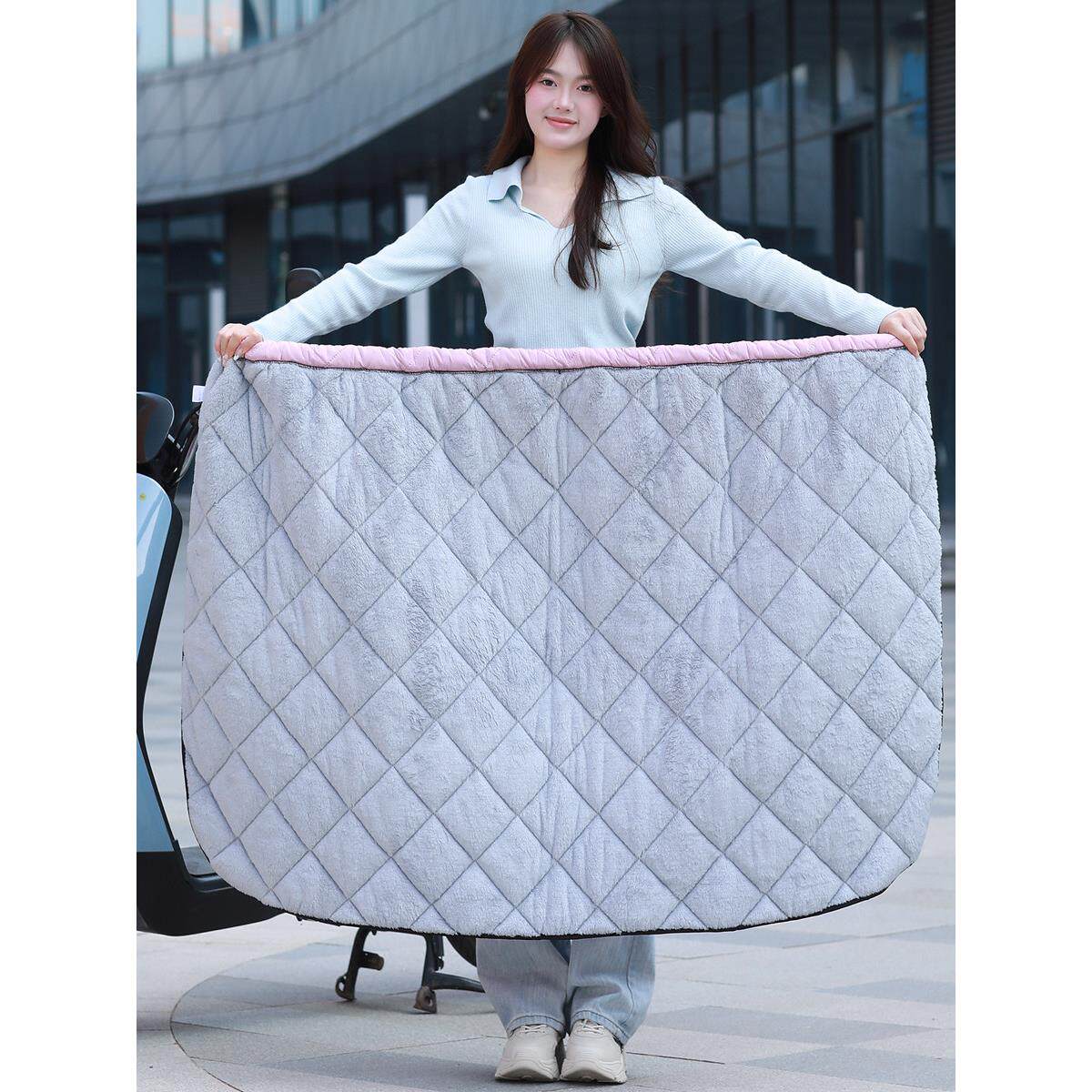 电瓶车挡风被冬季加棉加厚防水挡风裙子电动车防雨护膝护腿防寒衣