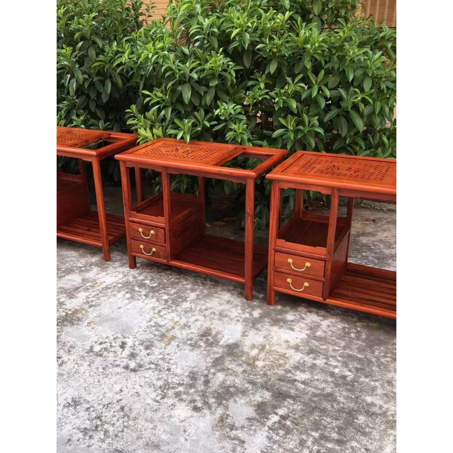 缅甸花梨茶水架红木茶几大果紫檀茶水柜功夫茶台新中式榫卯茶几