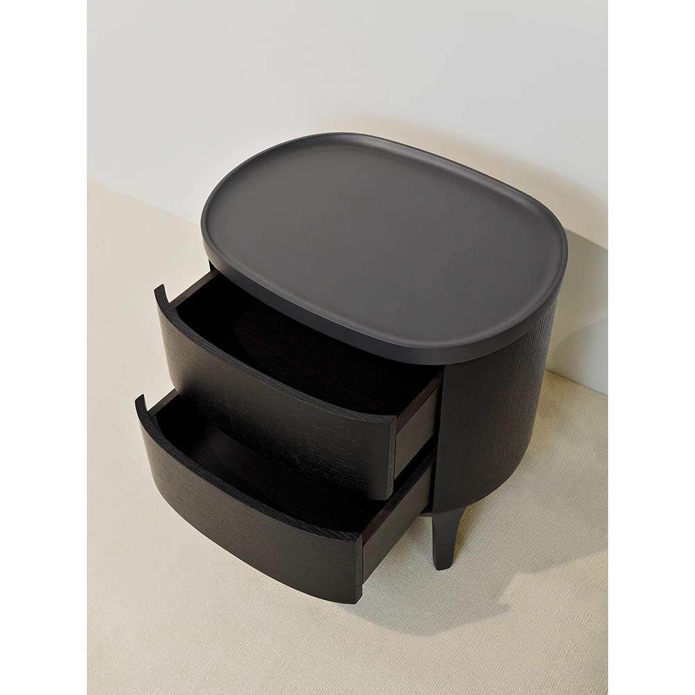 意式极简Poliform gentleman椭圆形床头柜主卧室设计师收纳床边柜