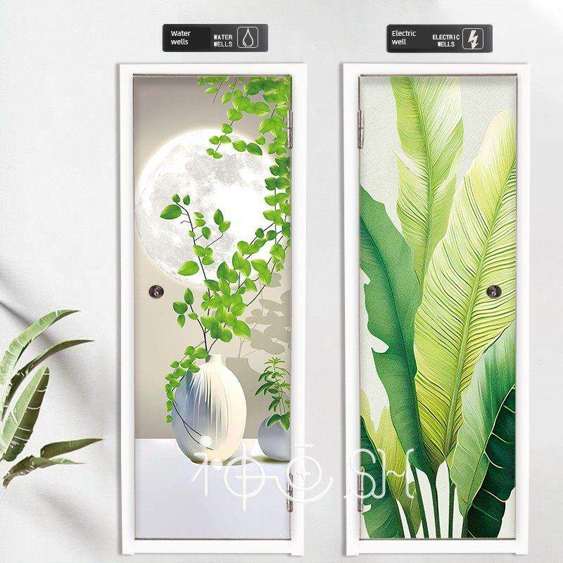 清新绿植水井门贴纸自粘定制高档电井翻新贴走廊装饰画水井门改造,家居饰品,软装墙贴,淘宝优惠券,粉丝福利购,淘宝优惠卷