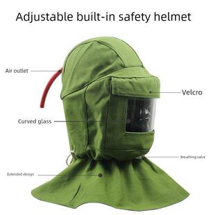 打磨防尘喷砂喷漆通风大头帽防飞溅面罩披肩帽装修防水耐酸碱防护