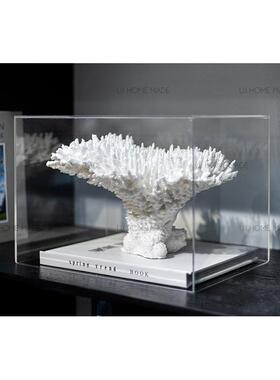 现代简约极简轻奢样板房售楼处天然珊瑚摆件客厅书房饰品软装饰品