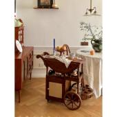 采购产品法式 折叠 小型家用推车 覆古可移动实木咖啡桌 彷古风格