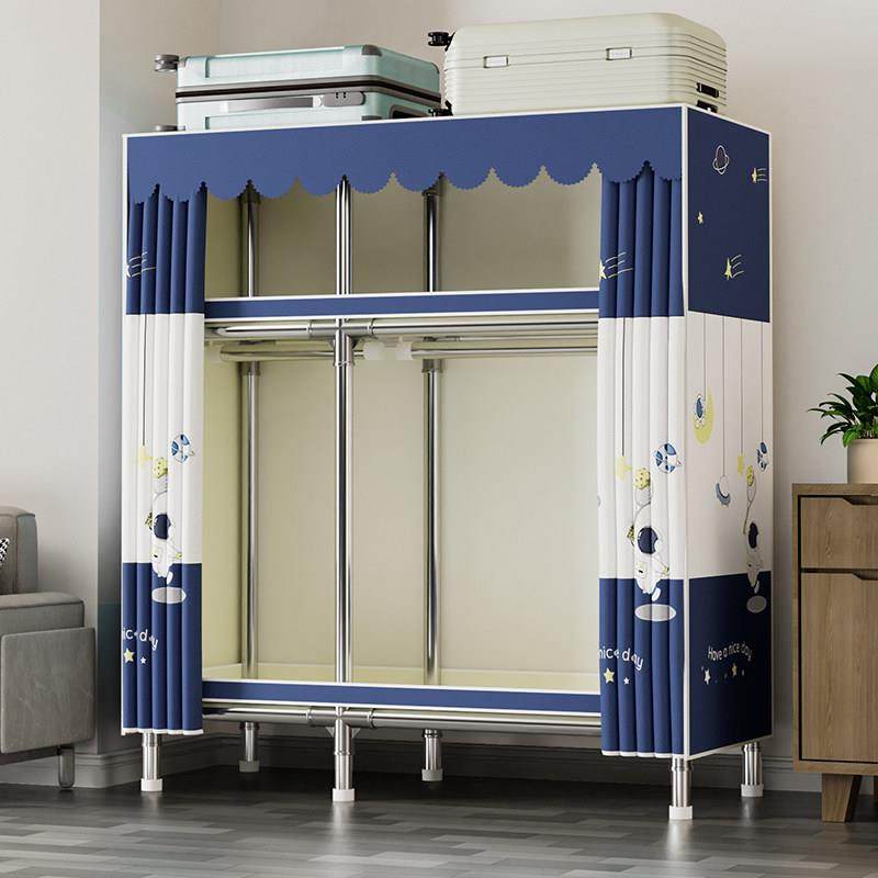 布衣柜钢管加粗加厚全钢架家用卧室简易衣柜组装结实耐用收纳柜子