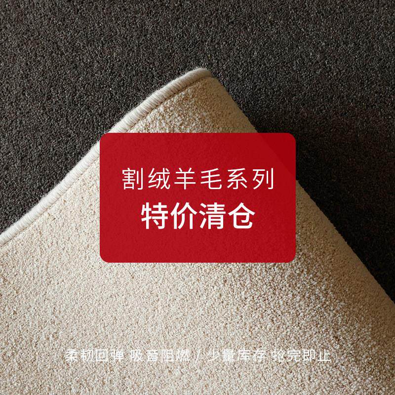 纽西兰进口羊毛割绒地毯别墅客厅卧室床边毯满铺定制阻燃特价清仓