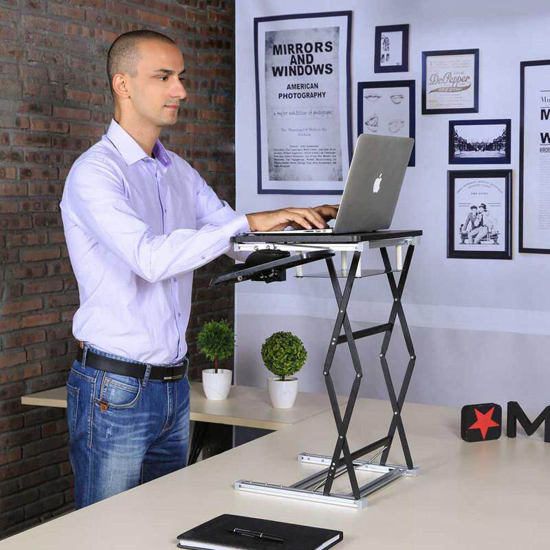 站立式电脑桌可升降站立办公台站着用S5笔电支架折叠桌增高支架笔