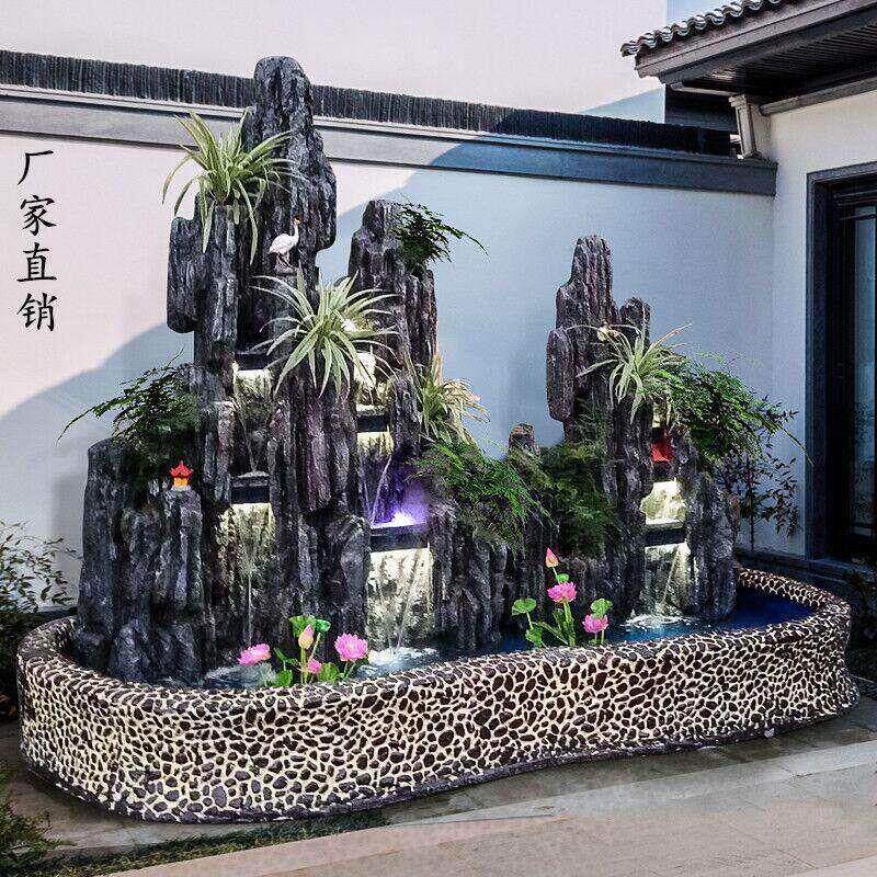 金局大型假山流水喷泉瀑布造景户外别墅庭院花园室内落地摆件景观