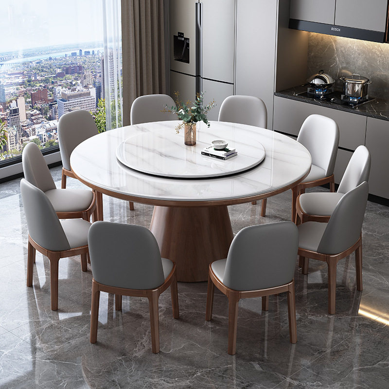 高端实木岩板餐桌椅组合现代简约小户型圆形家用大圆桌酒店饭桌子,住宅家具,岩板餐桌,淘宝优惠券,粉丝福利购,淘宝优惠卷