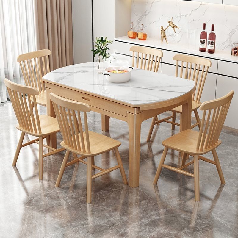 餐桌可伸缩折叠实木岩板电磁炉火锅餐桌家用高级感餐桌椅组合饭桌,住宅家具,岩板餐桌,淘宝优惠券,粉丝福利购,淘宝优惠卷