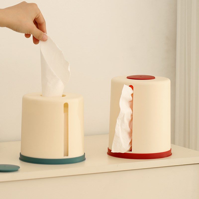 卷纸盒创意餐厅奶油风纸t巾盒家用桌面塑料圆形纸筒客厅茶几卷纸
